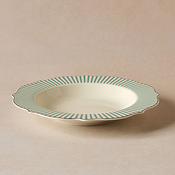Karaca New Romantic İnce Çizgili Çukur Tabak 24 Cm Yeşil