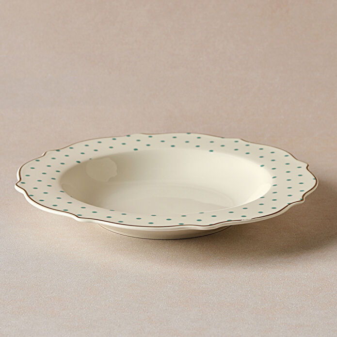 Karaca New Romantic Puantiyeli Çukur Tabak 24 cm Yeşil