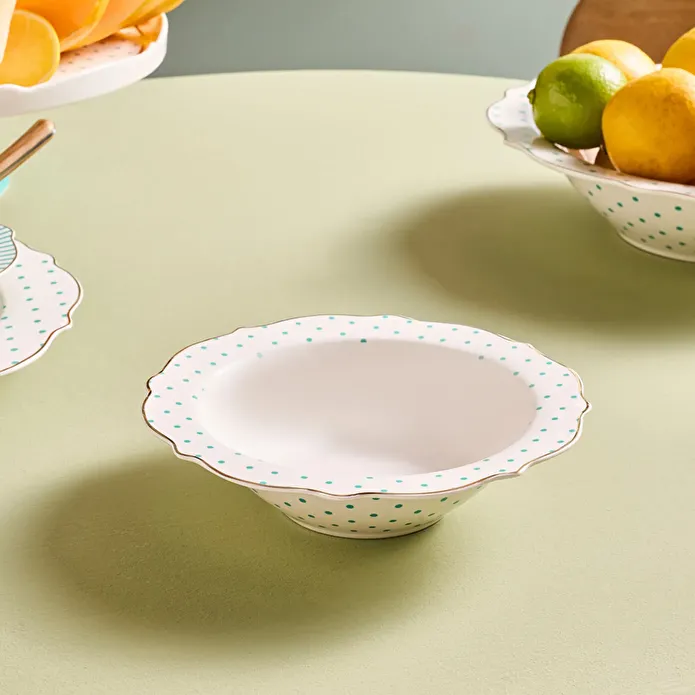 Karaca New Romantic Puantiyeli Kase 17 cm Yeşil