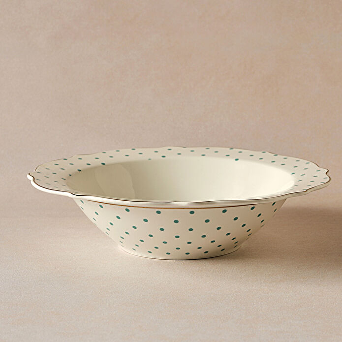 Karaca New Romantic Puantiyeli Bol Kase 25 Cm Yeşil