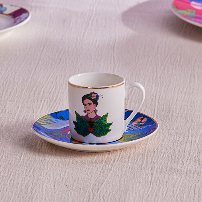Karaca Frida Kahve Fincanı Ve Tabağı Mavi 90 Ml