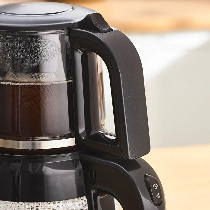 Karaca Glass Tea XL 2 in 1 Cam Çay Makinesi Shiny Black