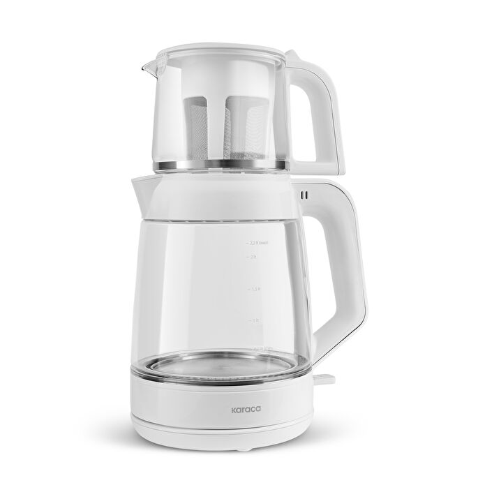 Karaca Glass Tea XL 2 in 1 Su Isıtıcı ve Çay Makinesi Matte White