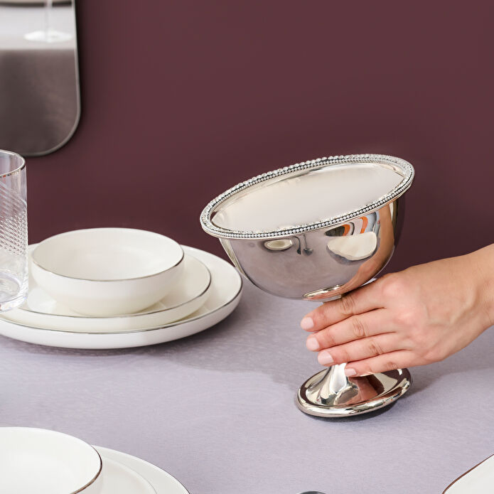 Karaca Home New Year Yılbaşı Majesty Ayaklı Dekoratif Kase 21 x 20,5 cm