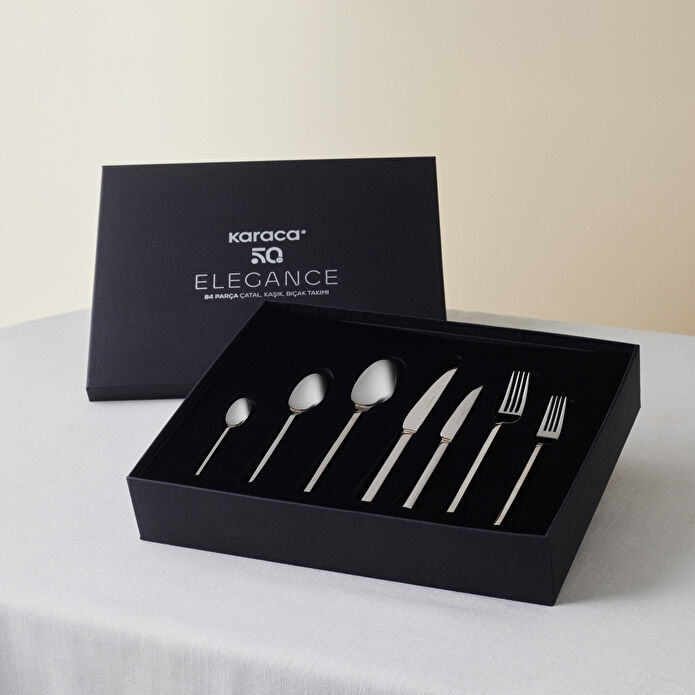 Karaca Elegance Pallas Platin 12 Kişilik 84 Parça Çatal Kaşık Bıçak Takımı