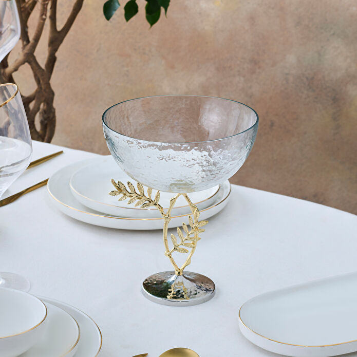 Karaca Home New Year Yılbaşı Carmenta Ayaklı Cam Kase 21x18 cm