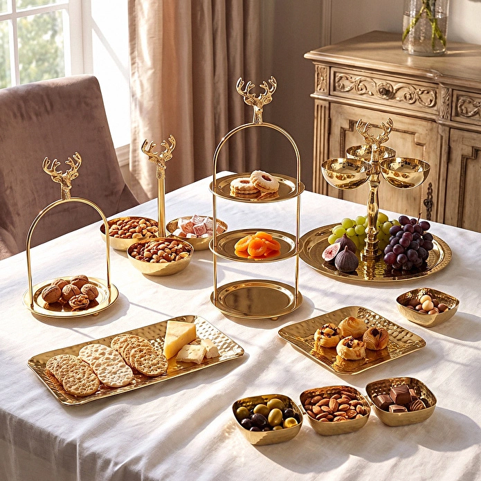 Karaca Home Loren Dekoratif Tepsi 25x12 cm Gold