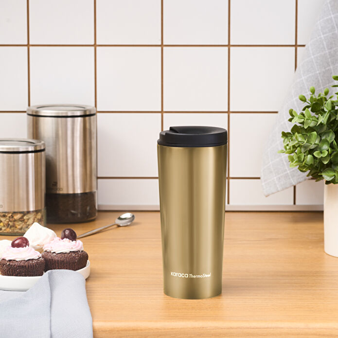 Karaca New Year Yılbaşı Sheeny Çelik Sızdırmaz Termos Gold 450 ml