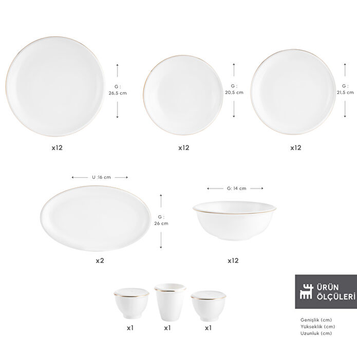 Karaca Red Carpet Collection Stream Bone Fortune 53 Parça 12 Kişilik Yemek Takımı Gold