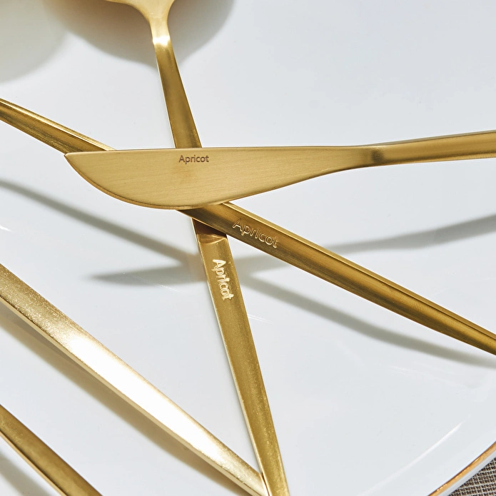 Apricot Faro Matte Gold 24 Parça 6 Kişilik Çatal Kaşık Bıçak Kutulu