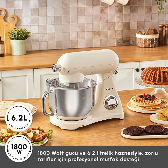 Karaca Powercast Chef Döküm Stand Mikser Cream Mutfak Şefi 1800W 6,2 Lt 
