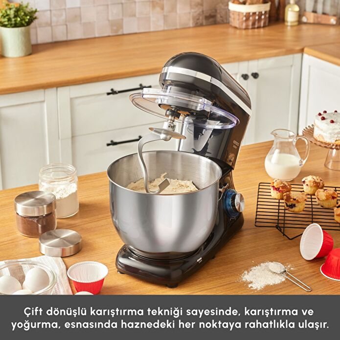Karaca Powercast Chef Döküm Hamur Yoğurma Makinesi Matte Black 1800W 6,2L
