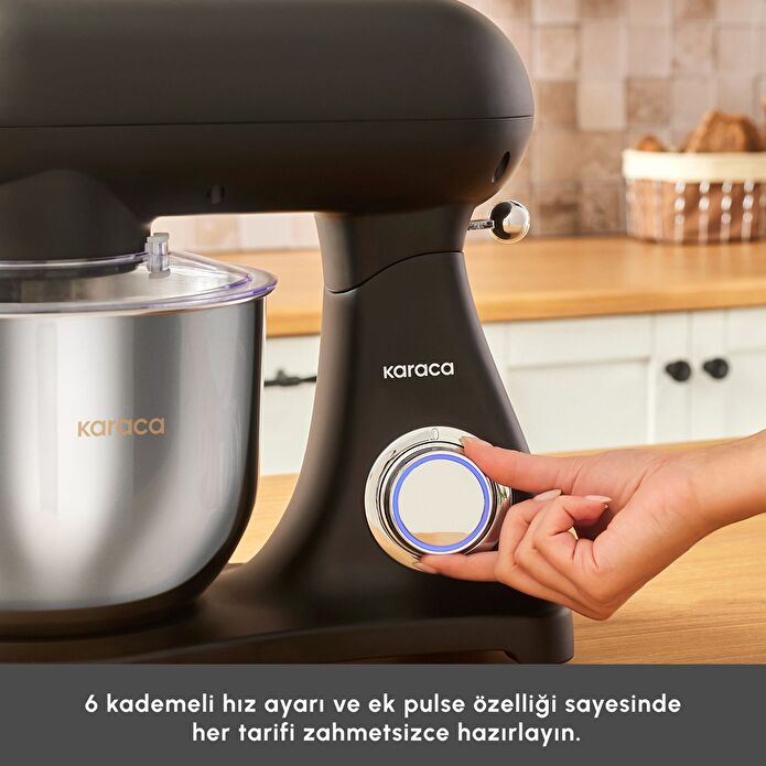 Karaca Powercast Chef Döküm Hamur Yoğurma Makinesi Matte Black 1800W 6,2L