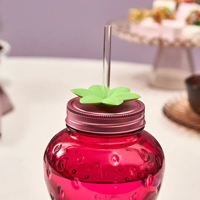 Karaca Çilek Transparent Pipetli Su Şişesi 750 Ml