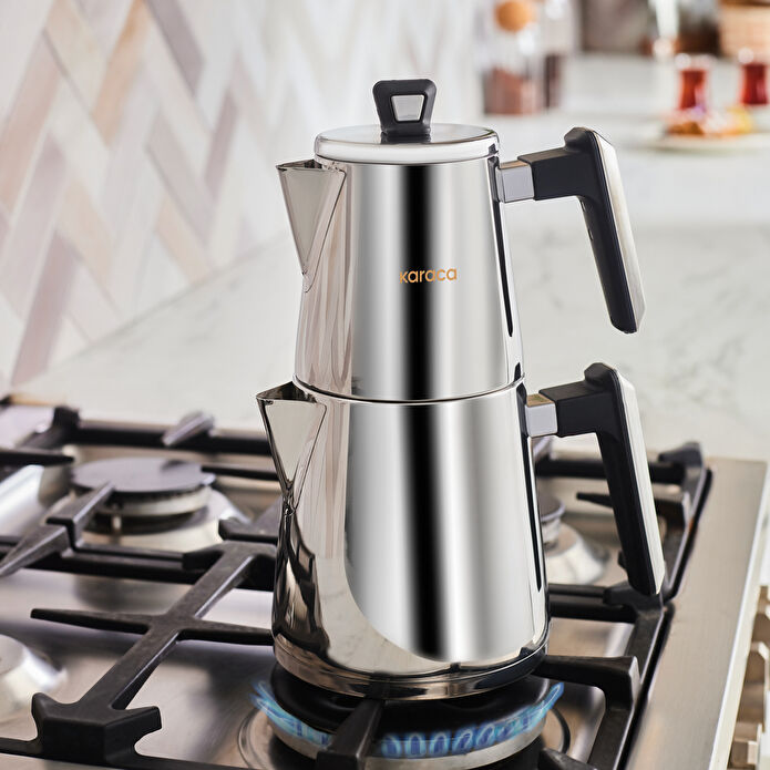 Karaca Powersteel Pro 316+ Space Midi Çelik İndüksiyon Tabanlı Çaydanlık Takımı 