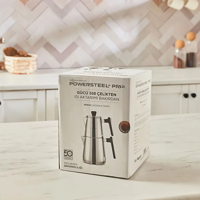 Karaca Powersteel Pro 316+ Space Midi Çelik İndüksiyon Tabanlı Çaydanlık Takımı
