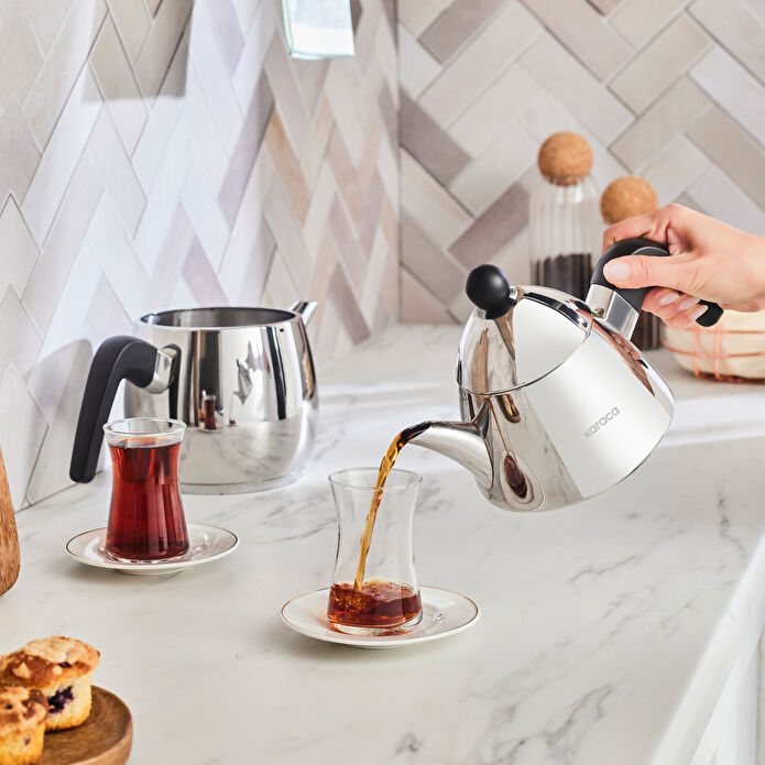 Karaca Powersteel Pro 316+ Tokyo Midi Çelik İndüksiyon Tabanlı Çaydanlık Takımı