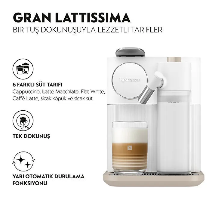 Nespresso F541 Gran Latissima Süt Çözümlü Kahve Makinesi Beyaz