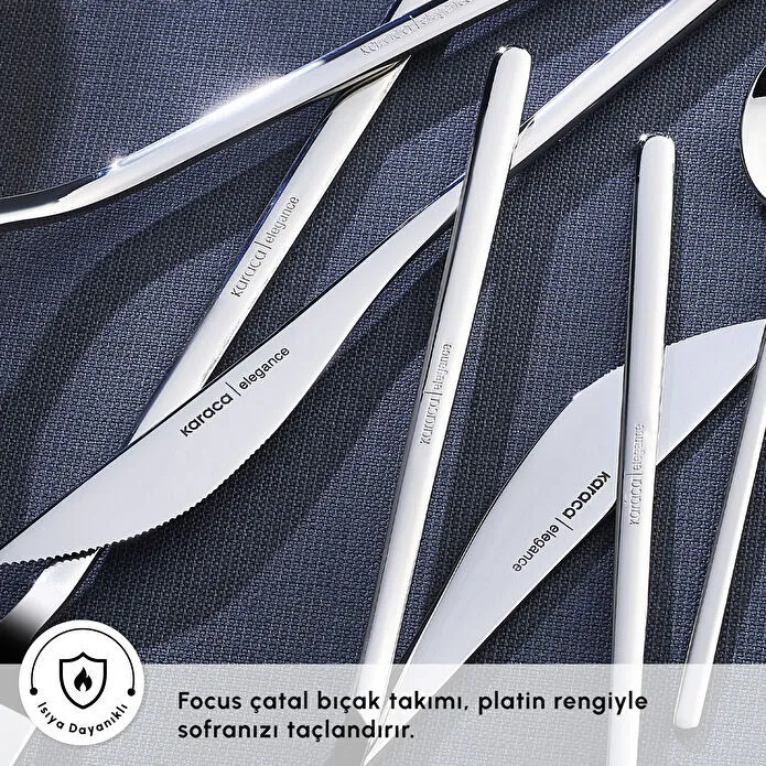 Karaca Elegance Focus Platin 12 Kişilik 84 Parça Çatal Kaşık Bıçak Takımı