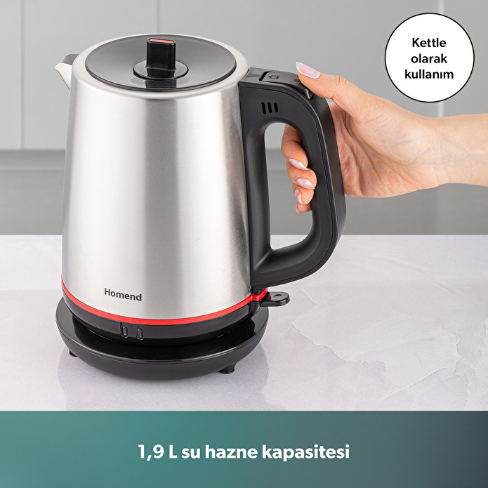 Homend Royaltea 1711h Çelik Çay Makinesi Inox Siyah