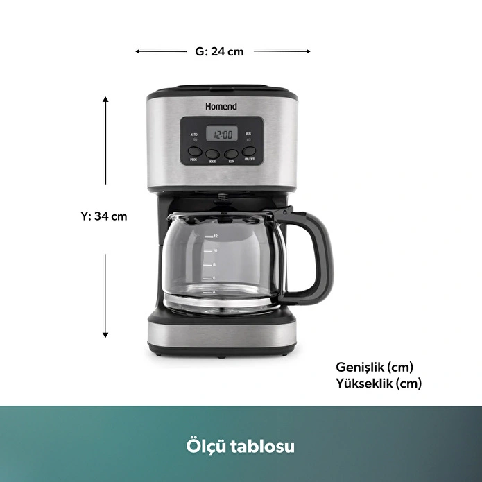 Homend Coffeebreak 5006h Otomatik Zaman Ayarlı XL (12 Fincan) Filtre Kahve Makinesi