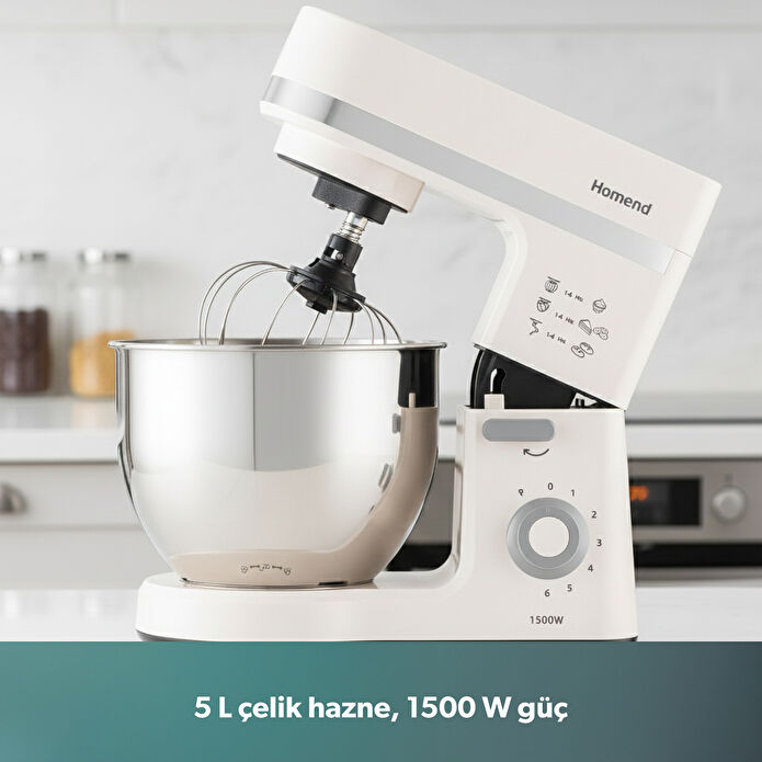 Homend Profashion 3063H Hamur Yoğurma Makinesi Krem 1500W 5L