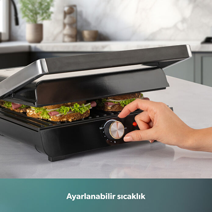 Homend Grilliant 1356H Inox Gövdeli Döküm Plakalı Tost ve Izgara Makinesi