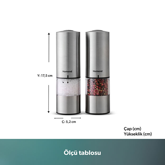 Homend Grindgo 6003H Şarjlı Baharat Değirmen Seti