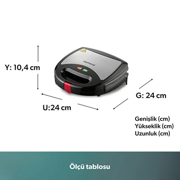 Homend Toastbuster 1325H Çıkarılabilir Tost Plakalı Waffle Makinesi