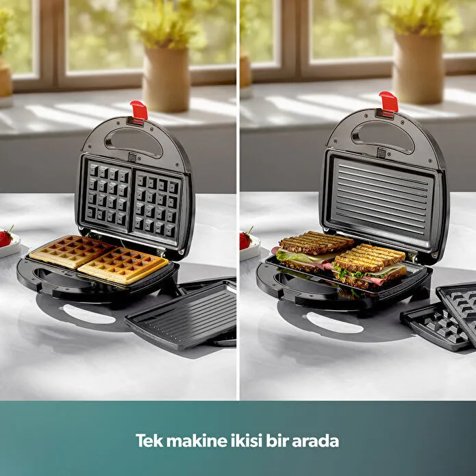 Homend Toastbuster 1325H Çıkarılabilir Tost Plakalı Waffle Makinesi