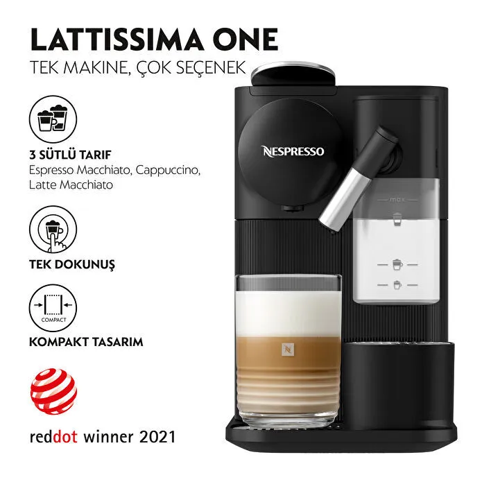 Nespresso F121 Lattissima One Süt Çözümlü Kahve Makinesi Siyah