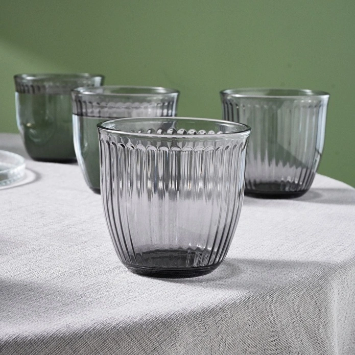 Karaca Gordes 6'lı Cam Su Bardağı 290 ml Antrasit