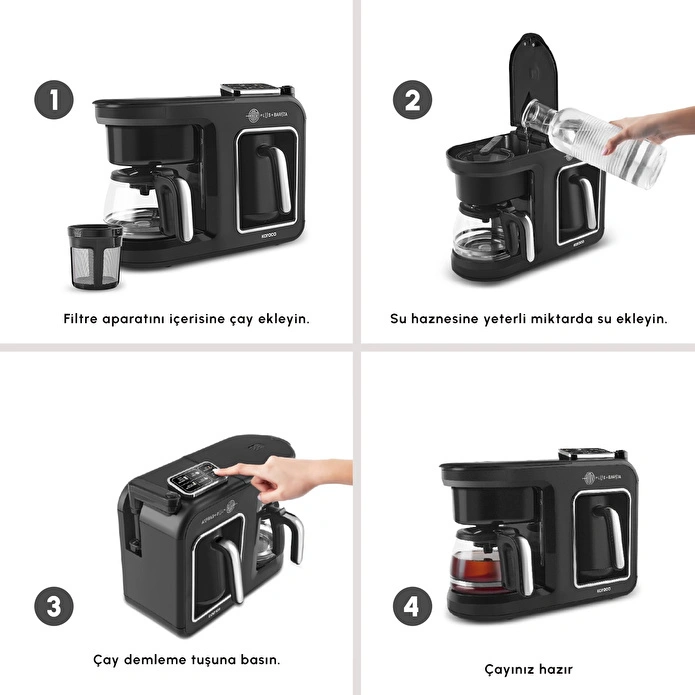 Karaca Hatır Plus Barista 6 in 1 Latte Cappuccino ve Közde Türk Kahve Makinesi Black Silver