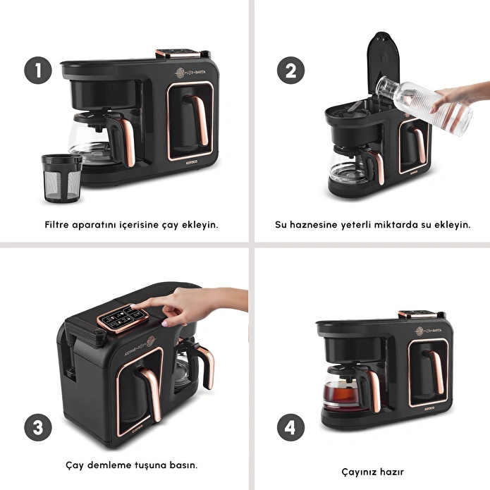Karaca Hatır Plus Barista 6 in 1 Latte Cappuccino ve Közde Türk Kahve Makinesi Black Copper