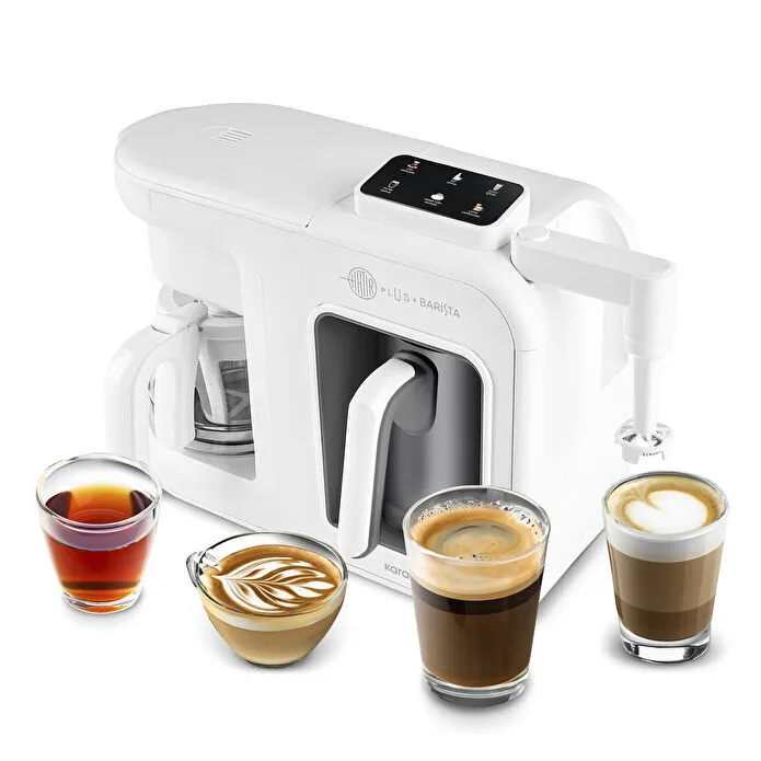 Karaca Hatır Plus Barista 6 in 1 Latte Cappuccino ve Közde Türk Kahve Makinesi Matte White