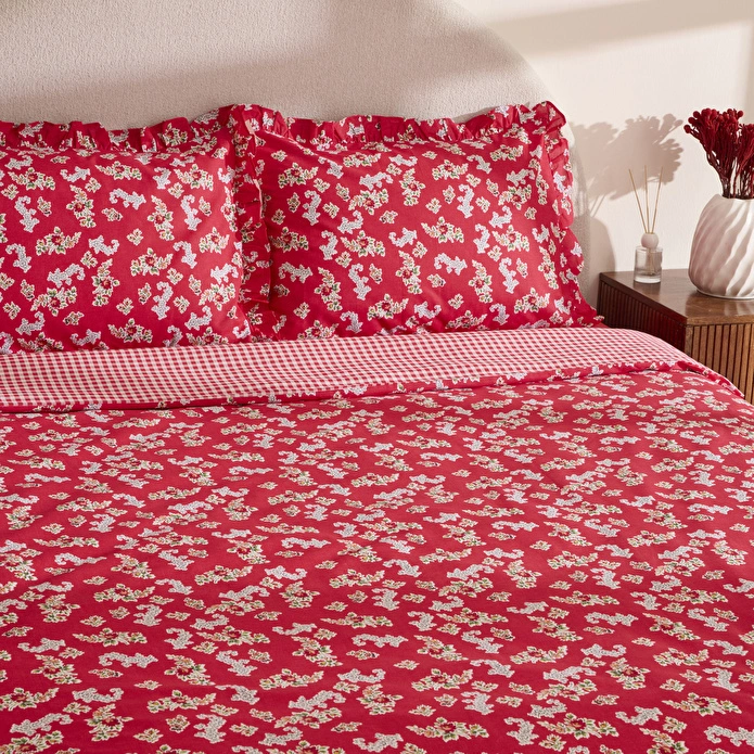 Karaca Home Carlo %100 Pamuk Çift Kişilik Nevresim Takımı Kırmızı