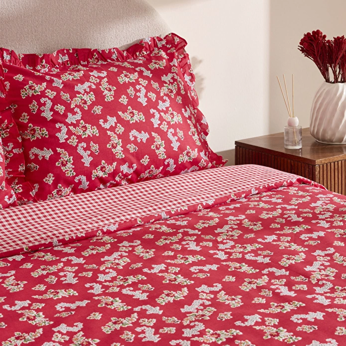 Karaca Home Carlo %100 Pamuk Çift Kişilik Nevresim Takımı Kırmızı