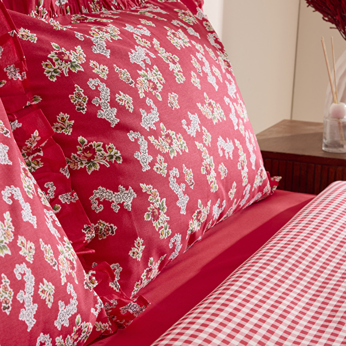 Karaca Home Carlo %100 Pamuk Tek Kişilik Nevresim Takımı Kırmızı 