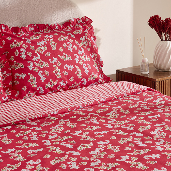 Karaca Home Carlo %100 Pamuk Tek Kişilik Nevresim Takımı Kırmızı 