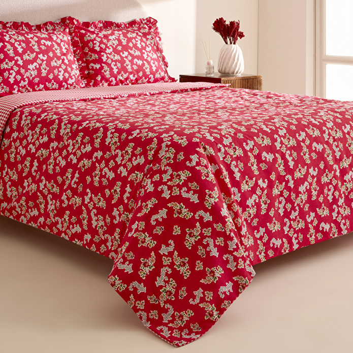 Karaca Home Carlo %100 Pamuk Tek Kişilik Nevresim Takımı Kırmızı 