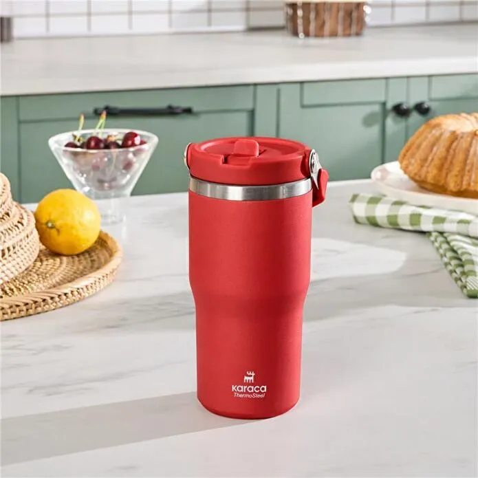Karaca Star Ice Pipetli Çelik Sızdırmaz Termos Kırmızı 550 ml