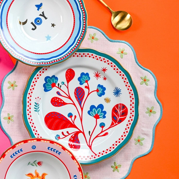 Baci Milano Mamma Mia Yaprak Desenli Yemek Tabağı 28 cm