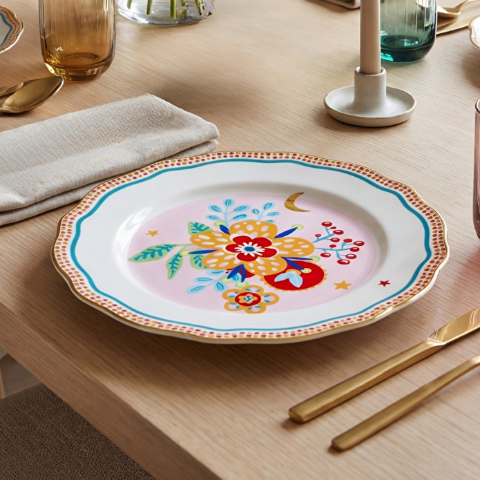 Baci Milano Mamma Mia Karanfil Desenli Pasta Tabağı 22 cm