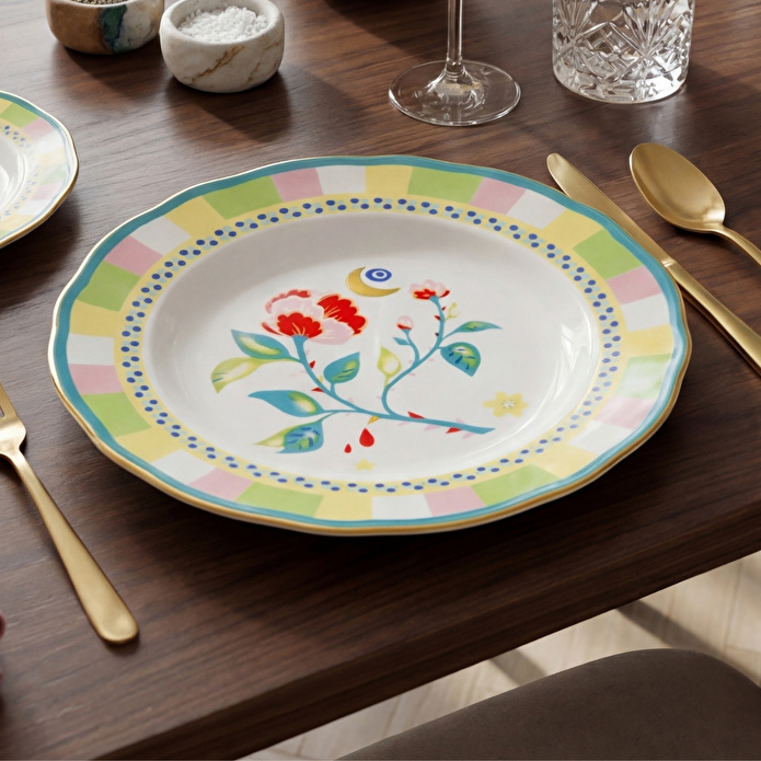 Baci Milano Mamma Mia Karanfil Desenli Pasta Tabağı 22 cm