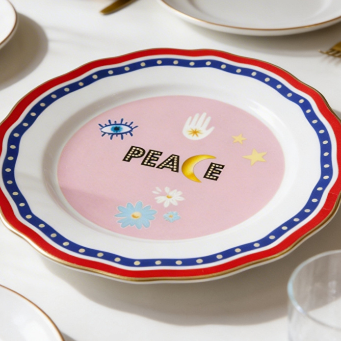 Baci Milano Mamma Mia Peace Çok Renkli Tabak 22 cm