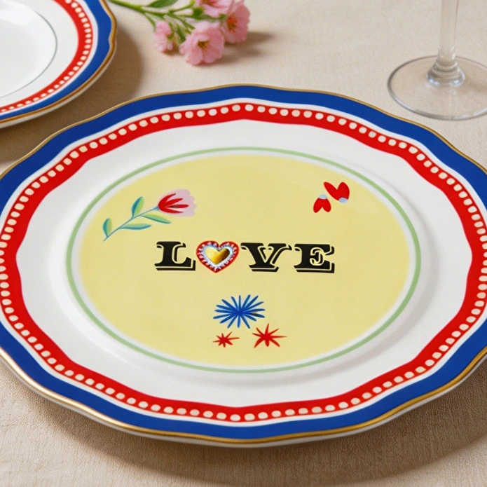 Baci Milano Mamma Mia Love Yazılı Tabak 22 cm