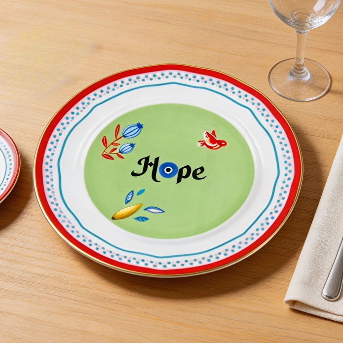 Baci Milano Mamma Mia Hope Yazılı Tabak 22 cm