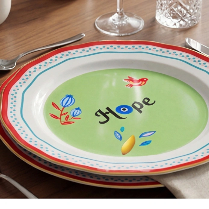 Baci Milano Mamma Mia Hope Yazılı Tabak 22 cm