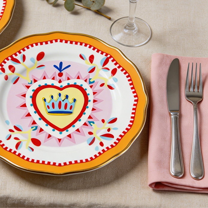 Baci Milano Mamma Mia Kalp Desenli Pasta Tabağı 16 cm