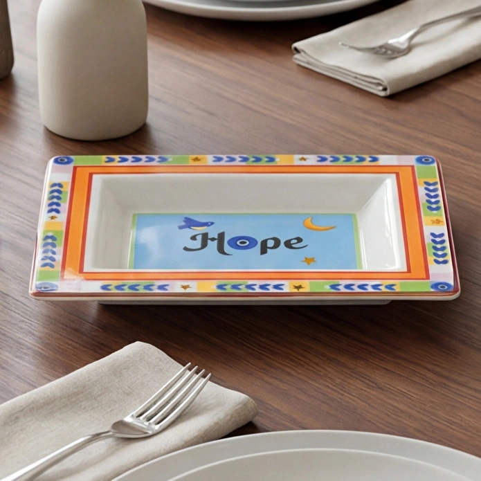 Baci Milano Mamma Mia Hope Yazılı Dikdörtgen Tabak 19,5 cm x 15,5 cm